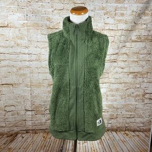The North Face Women's Green Fuzzy Fleece Zip-Up Vest SZ M
